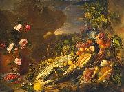 Jan Davidsz. de Heem Fruit and a Vase of Flowers Spain oil painting artist